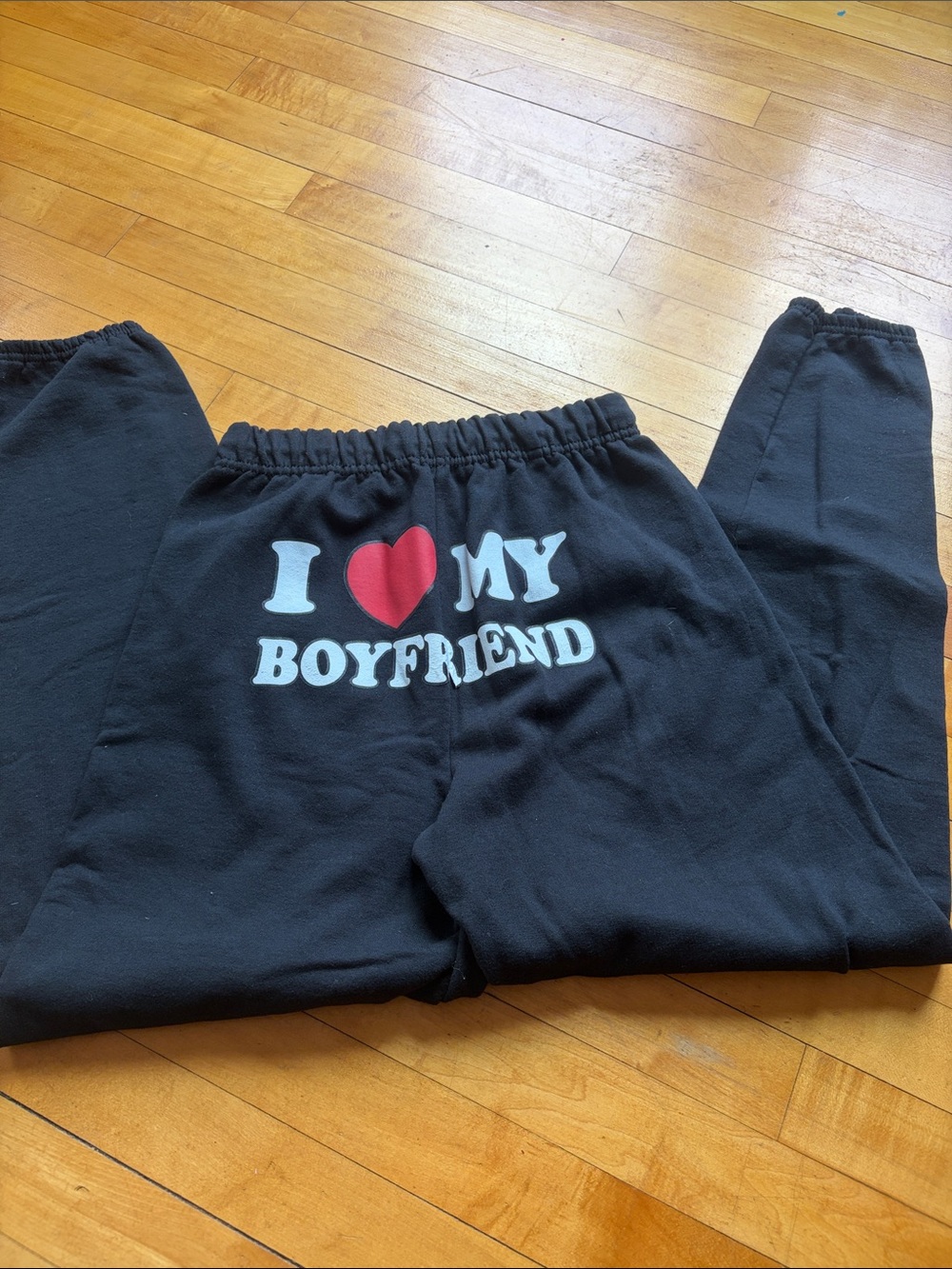 I Heart My Boyfriend Black Sweatpants